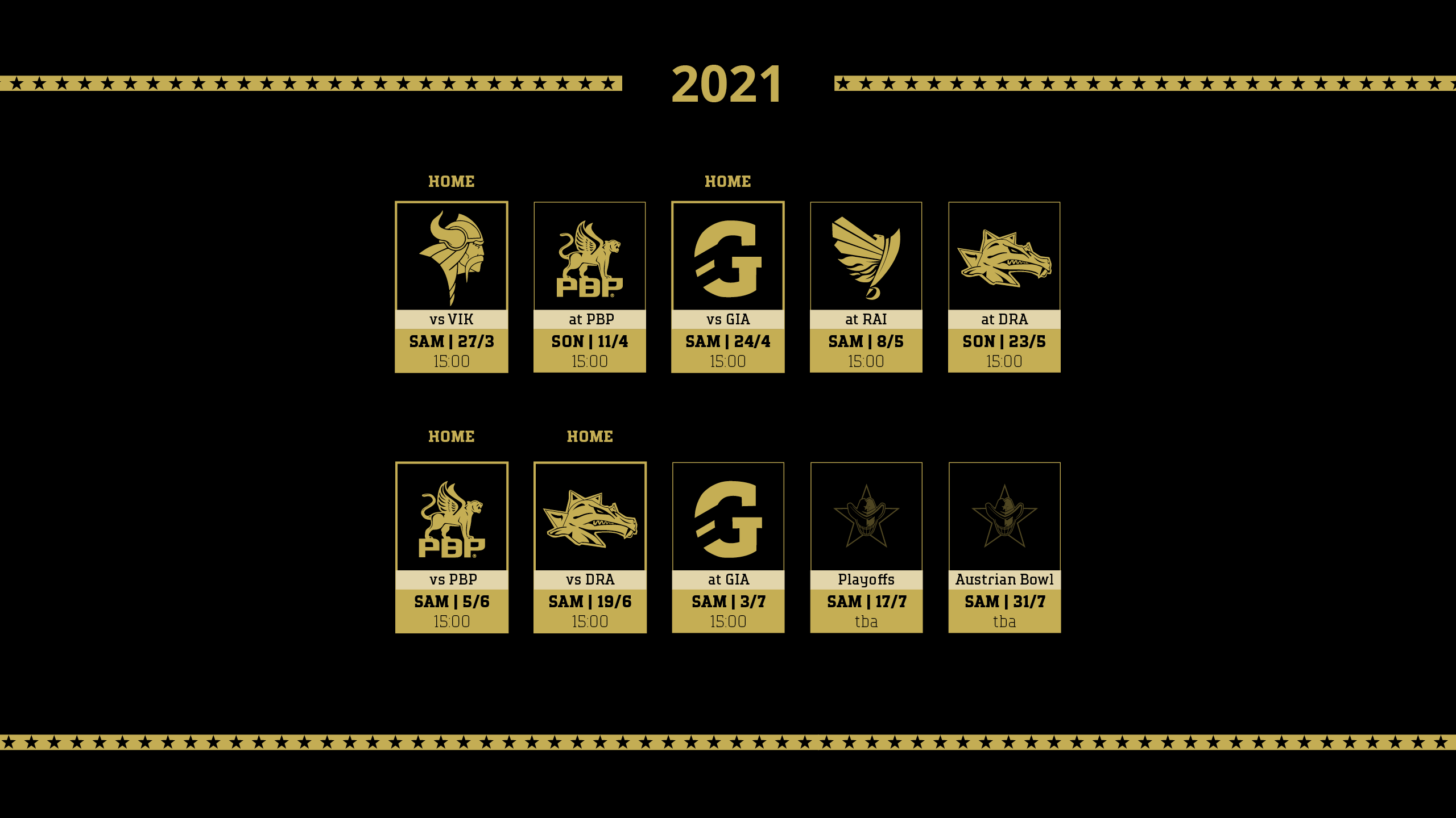 Terminübersicht der Gamedays 2021